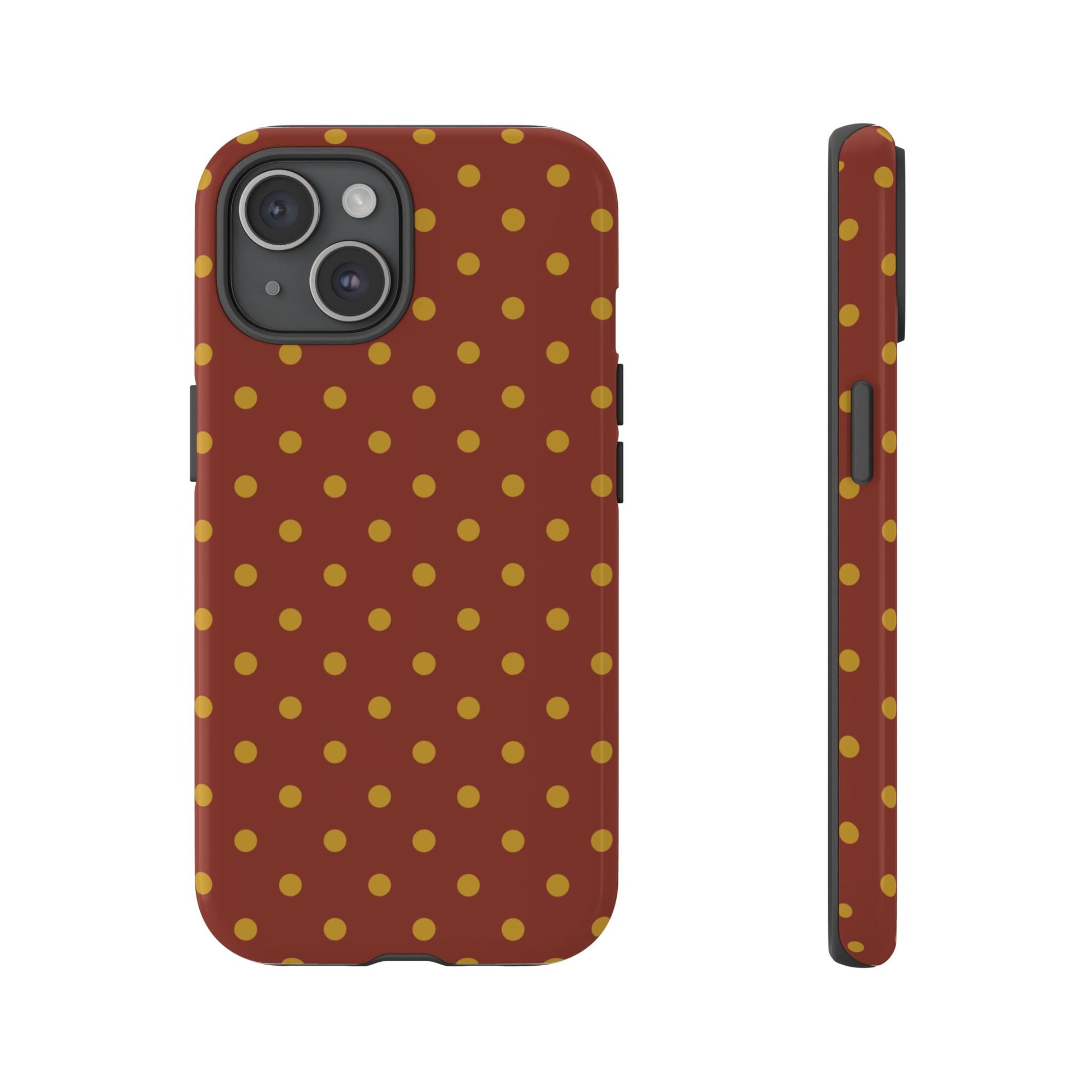 Phone Case - Trendy Brown & Mustard Dot Pattern Phone Case