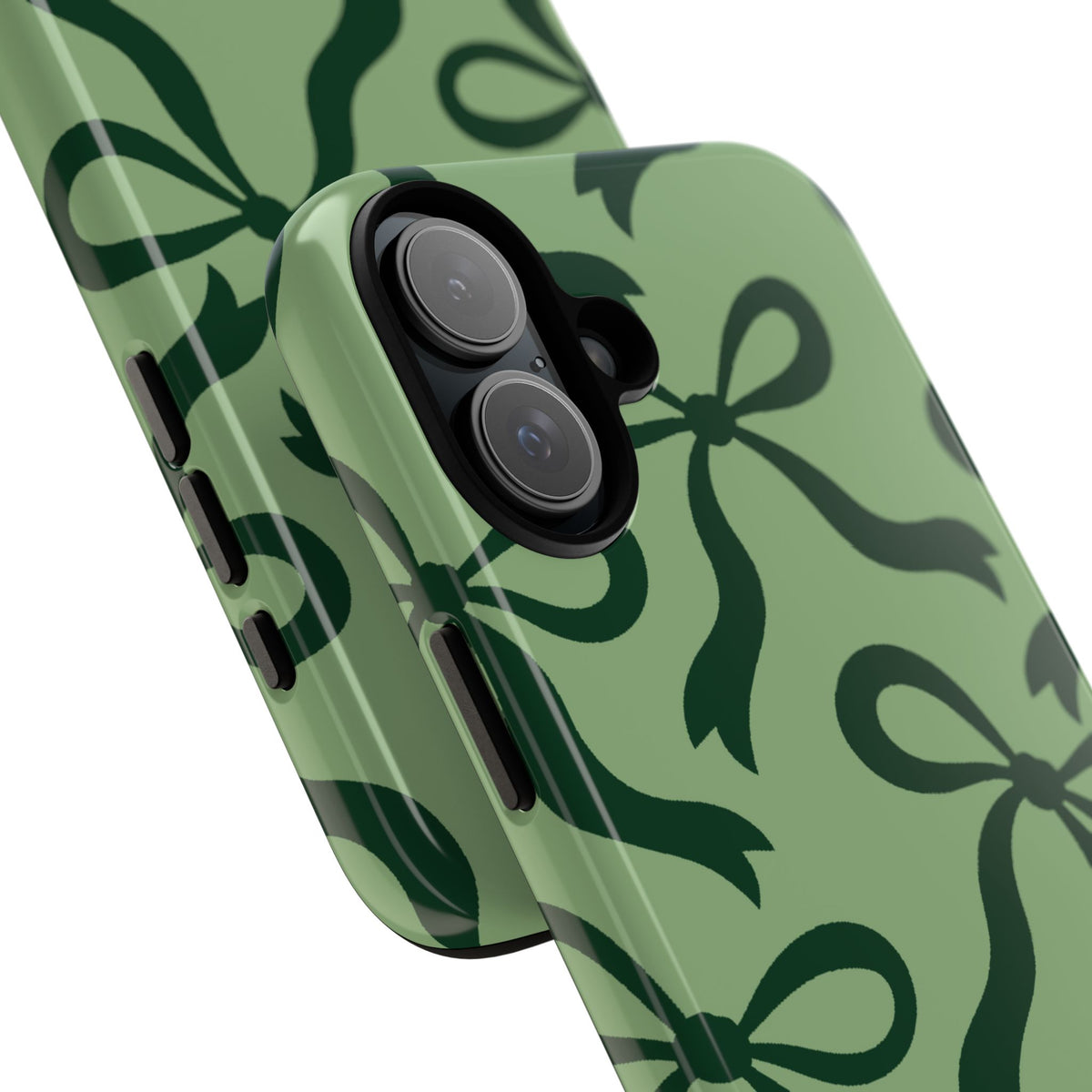 Bold Sage Green and Forest Green Bow Pattern Phone Case - Green Phone Case