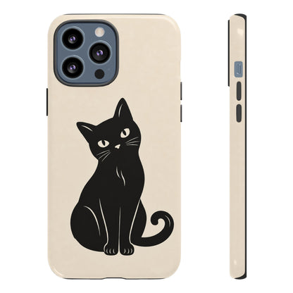 Minimalist Cream & Black Cat Phone Case