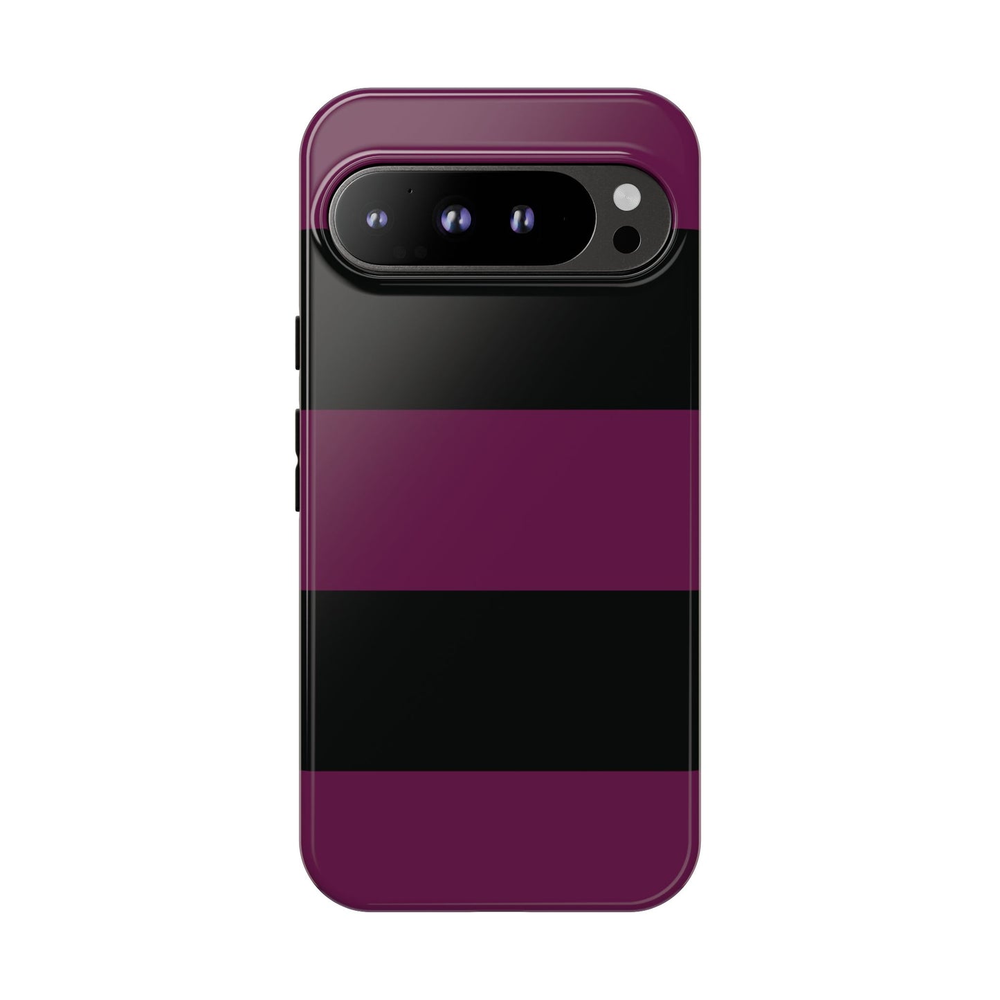Google Pixel 9 Pro XL / Glossy Phone Case - Purple & Black Horizontal Stripe Pattern Phone Case