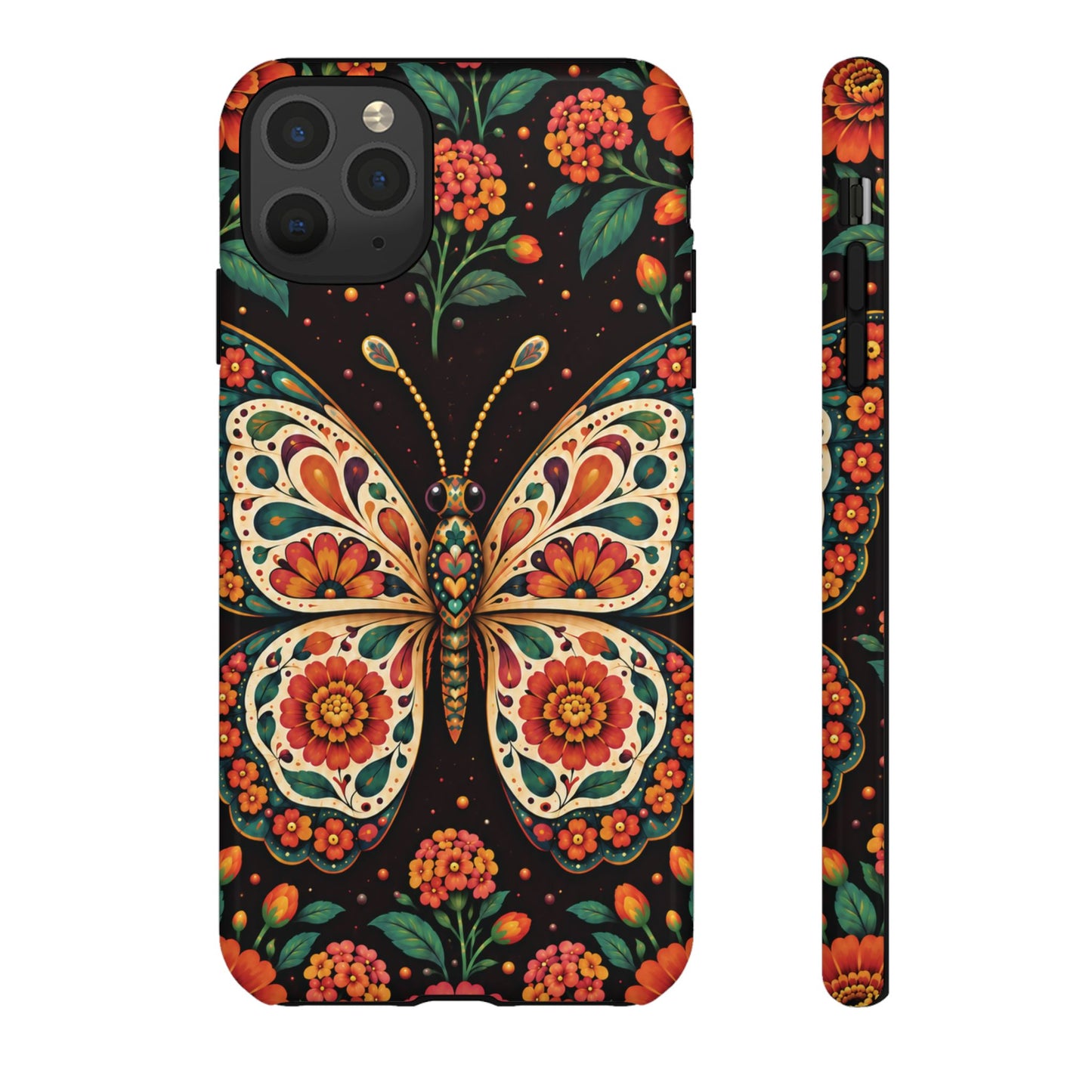 Vibrant Terracotta and Teal Calavera Butterfly Phone Case - Multicolor Phone Case - iPhone 11 Pro Max / Glossy