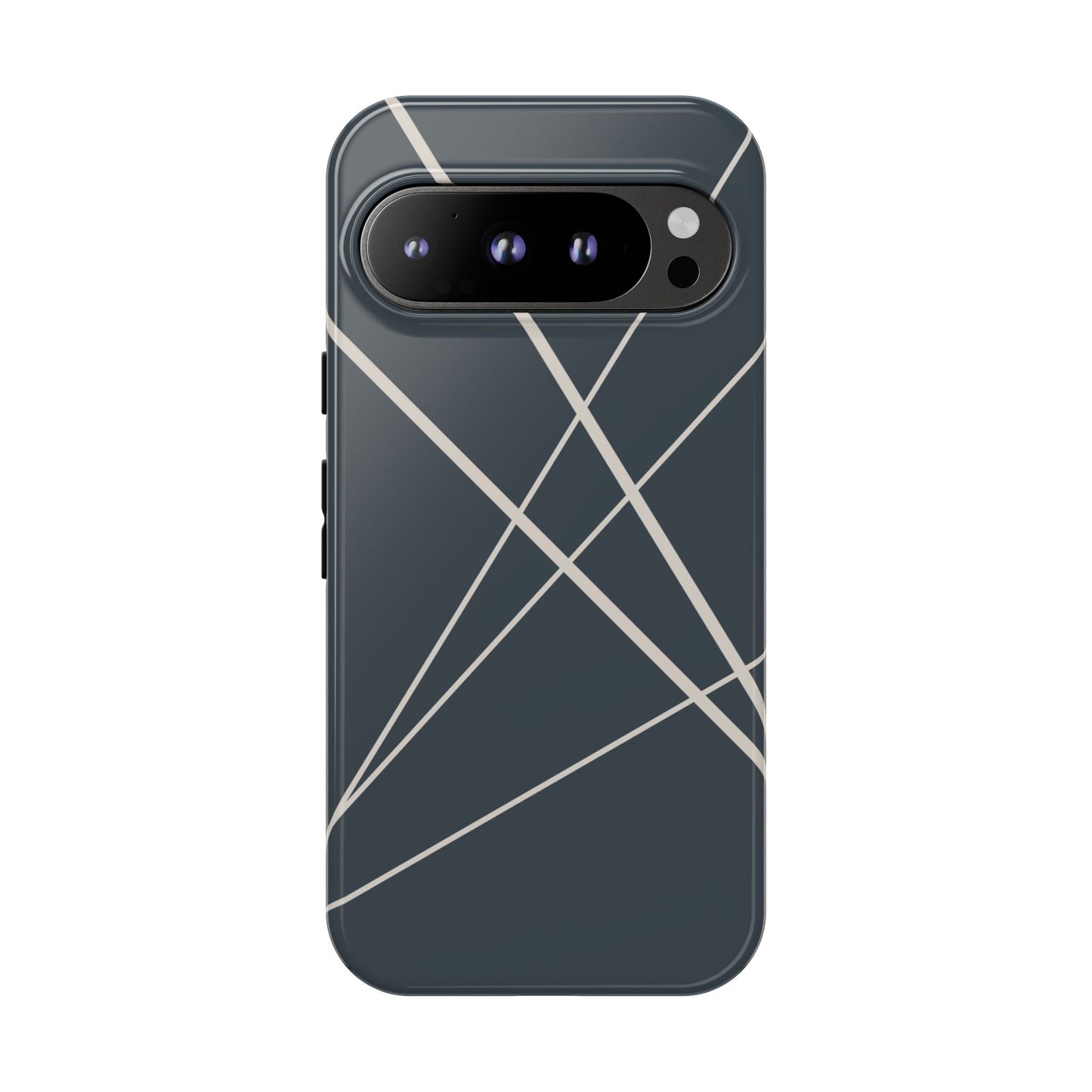 Google Pixel 9 Pro / Glossy Phone Case - Abstract Blue with Beige Lines Phone Case