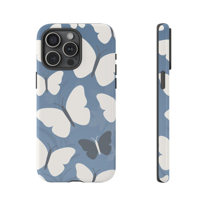 Minimalist Light Blue Butterfly Pattern Phone Case - Blue Phone Case - iPhone 15 Pro Max / Glossy