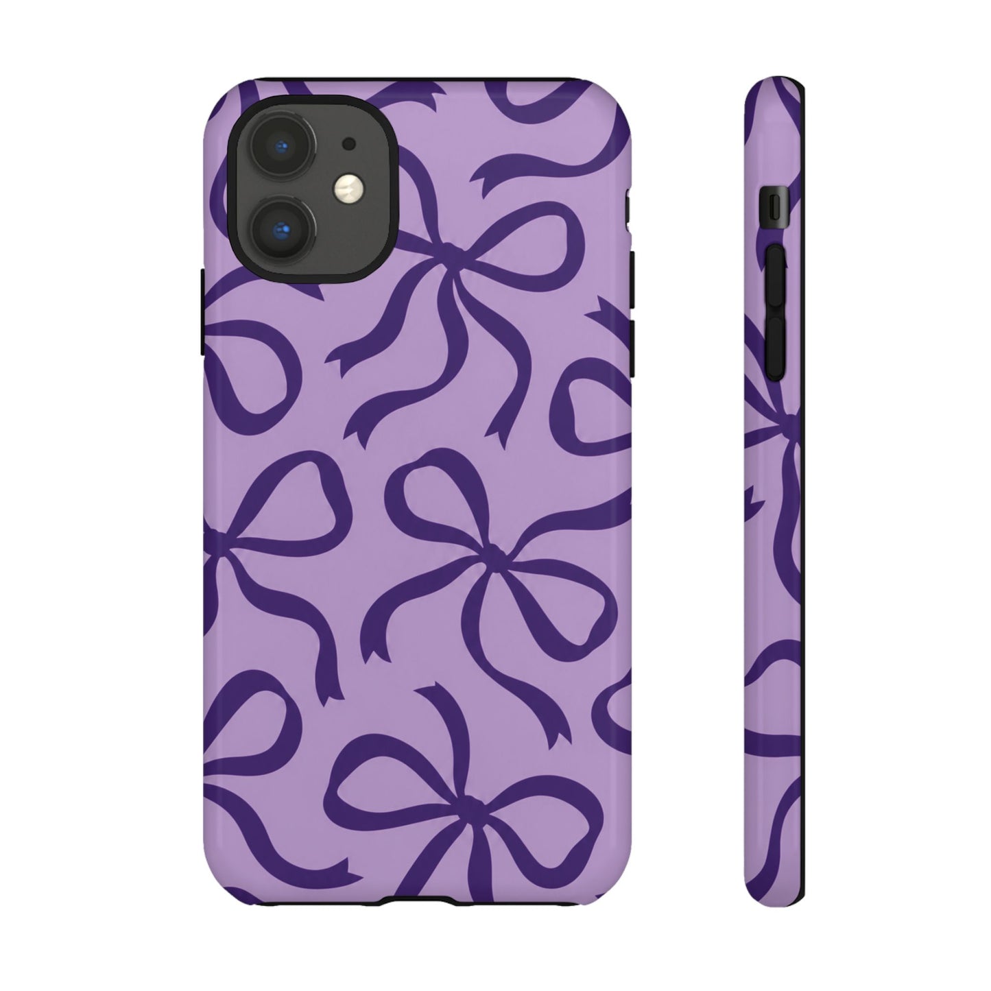 Bold Lilac and Deep Purple Bow Pattern Phone Case