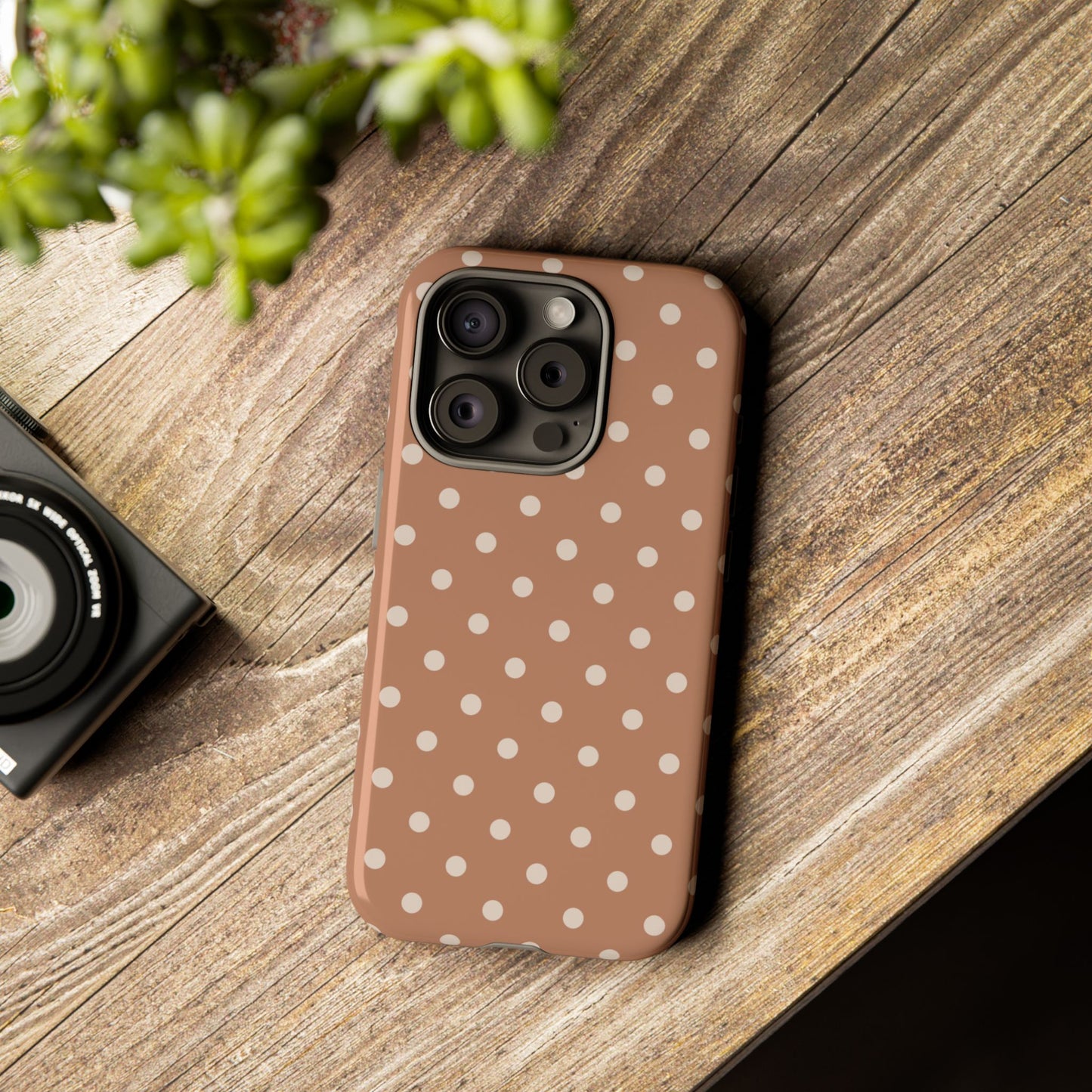 Brown with White Dot Pattern Phone Case
