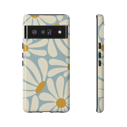 Retro Light Blue Daisy Pattern Phone Case - Blue Phone Case - Google Pixel 6 Pro / Glossy