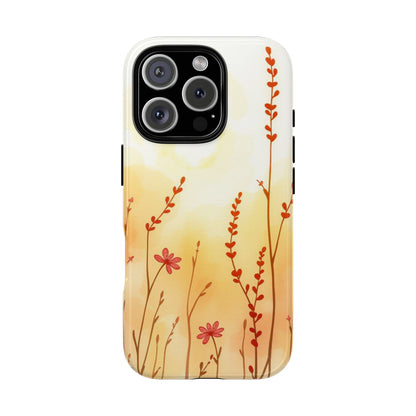 iPhone 16 Pro / Glossy Phone Case - Boho Chic Watercolour Wildflower Dusk Pattern Phone Case