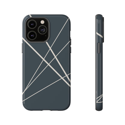Abstract Blue with Beige Lines Phone Case - Blue Phone Case - iPhone 14 Pro Max / Glossy