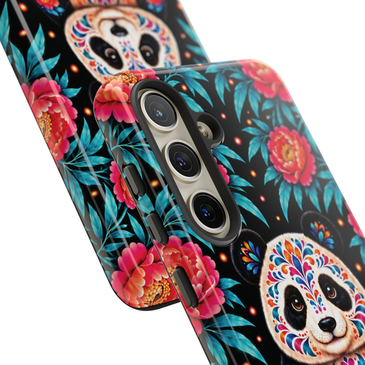 Cute Pink and Turquoise Calavera Panda Phone Case - Multicolor Phone Case
