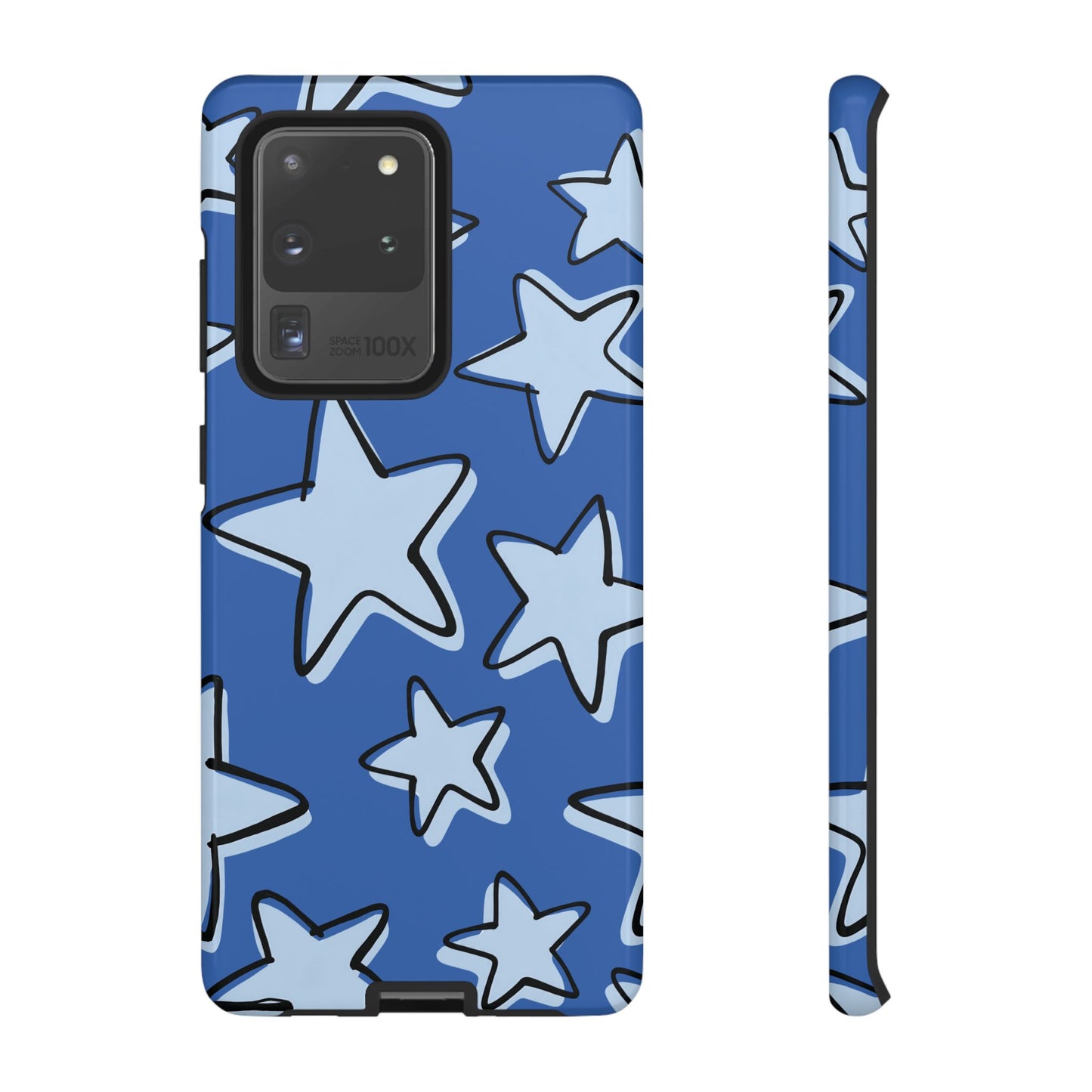 Cobalt Blue Doodle Star Phone Case