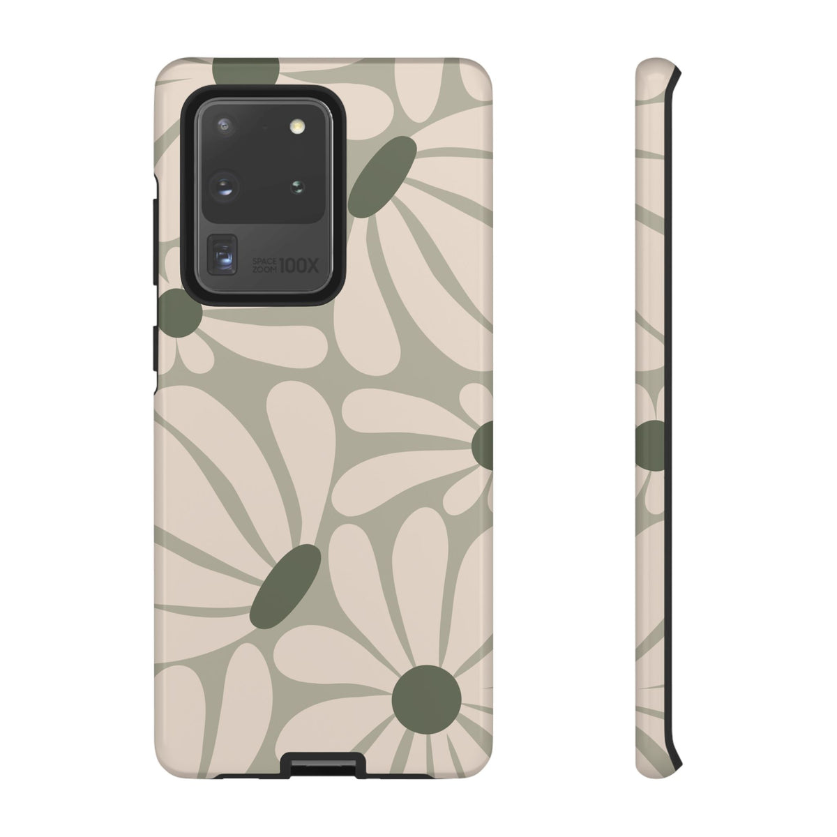 Retro Cream & Green Daisy Pattern Phone Case - White Phone Case - Samsung Galaxy S20 Ultra / Glossy