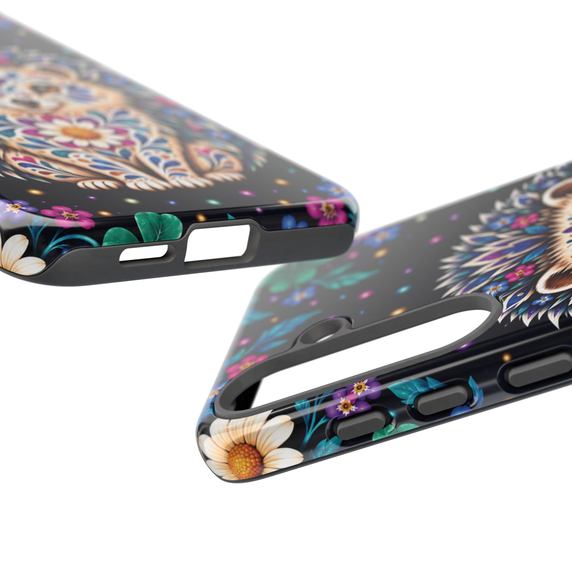 Vibrant Purple and Teal Calavera Hedgehog Phone Case - Multicolor Phone Case
