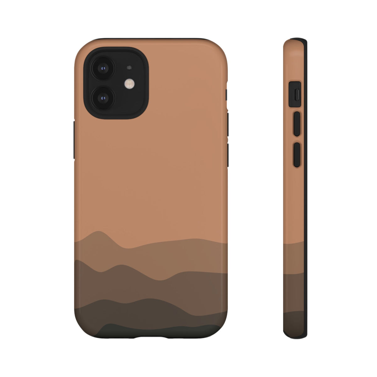 Brown Abstract Waves Protective Phone Case - Brown Phone Case - iPhone 12 Mini / Glossy