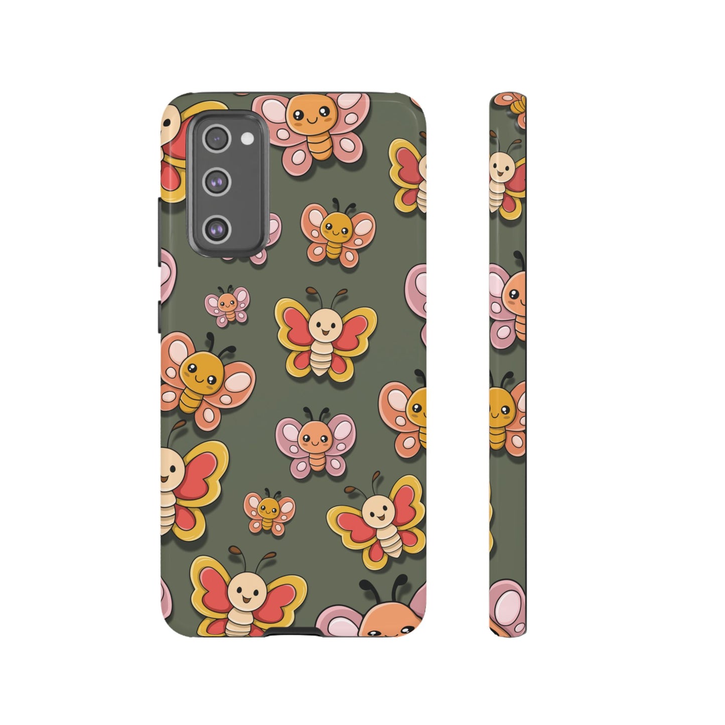 Samsung Galaxy S20 FE / Glossy Phone Case - Green Butterfly Sticker Design Phone Case