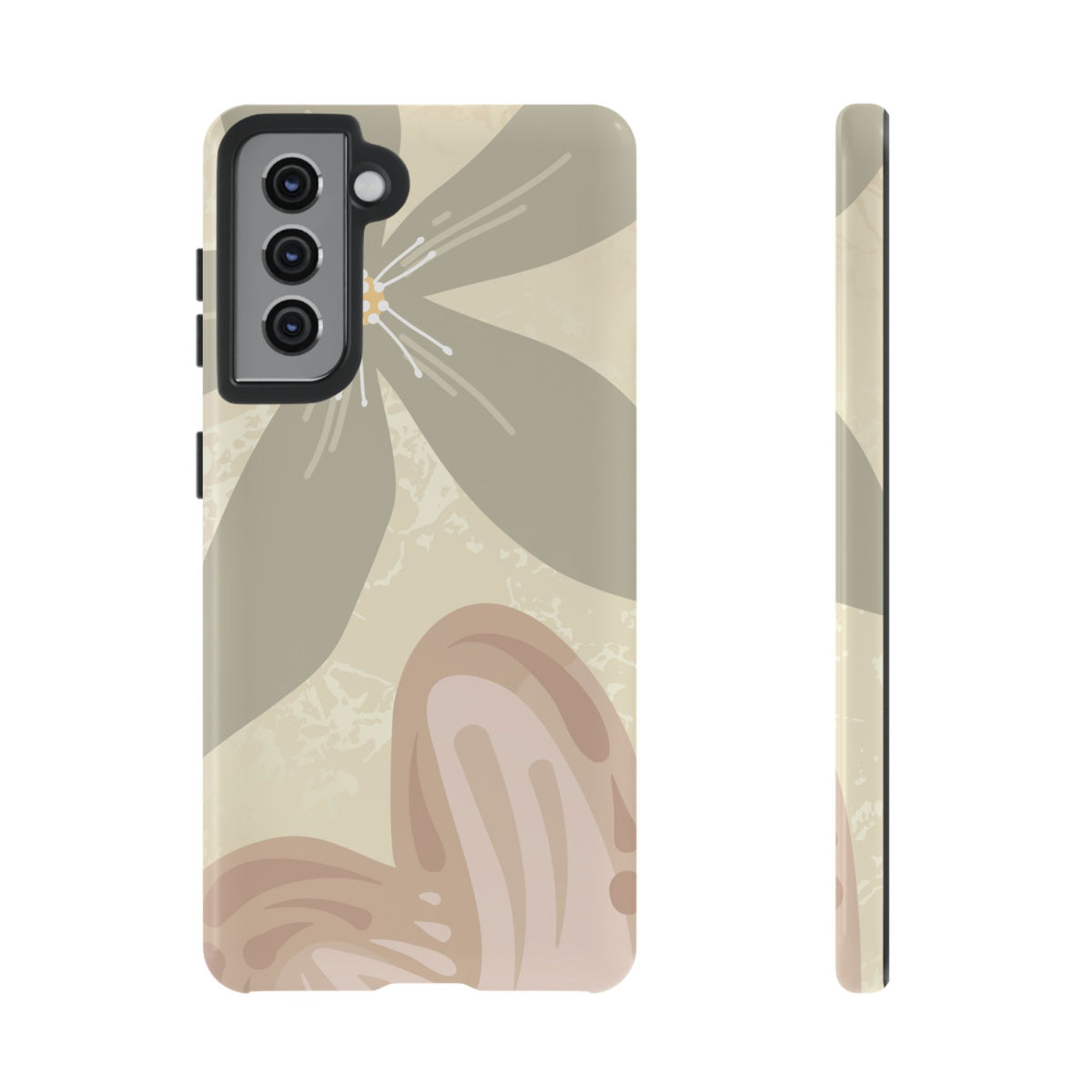 Hibiscus Heart Pattern Phone Case - Beige Phone Case - Samsung Galaxy S21 / Glossy