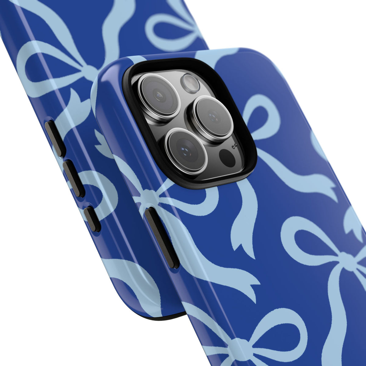 Bold Cobalt Blue and Powder Blue Bow Pattern Phone Case - Blue Phone Case