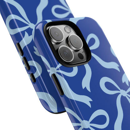 Bold Cobalt Blue and Powder Blue Bow Pattern Phone Case - Blue Phone Case