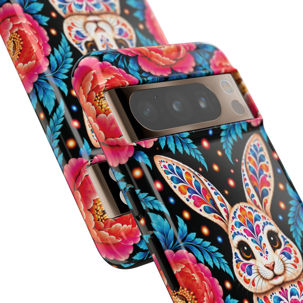 Cute Pink and Turquoise Calavera Bunny Phone Case - Multicolor Phone Case