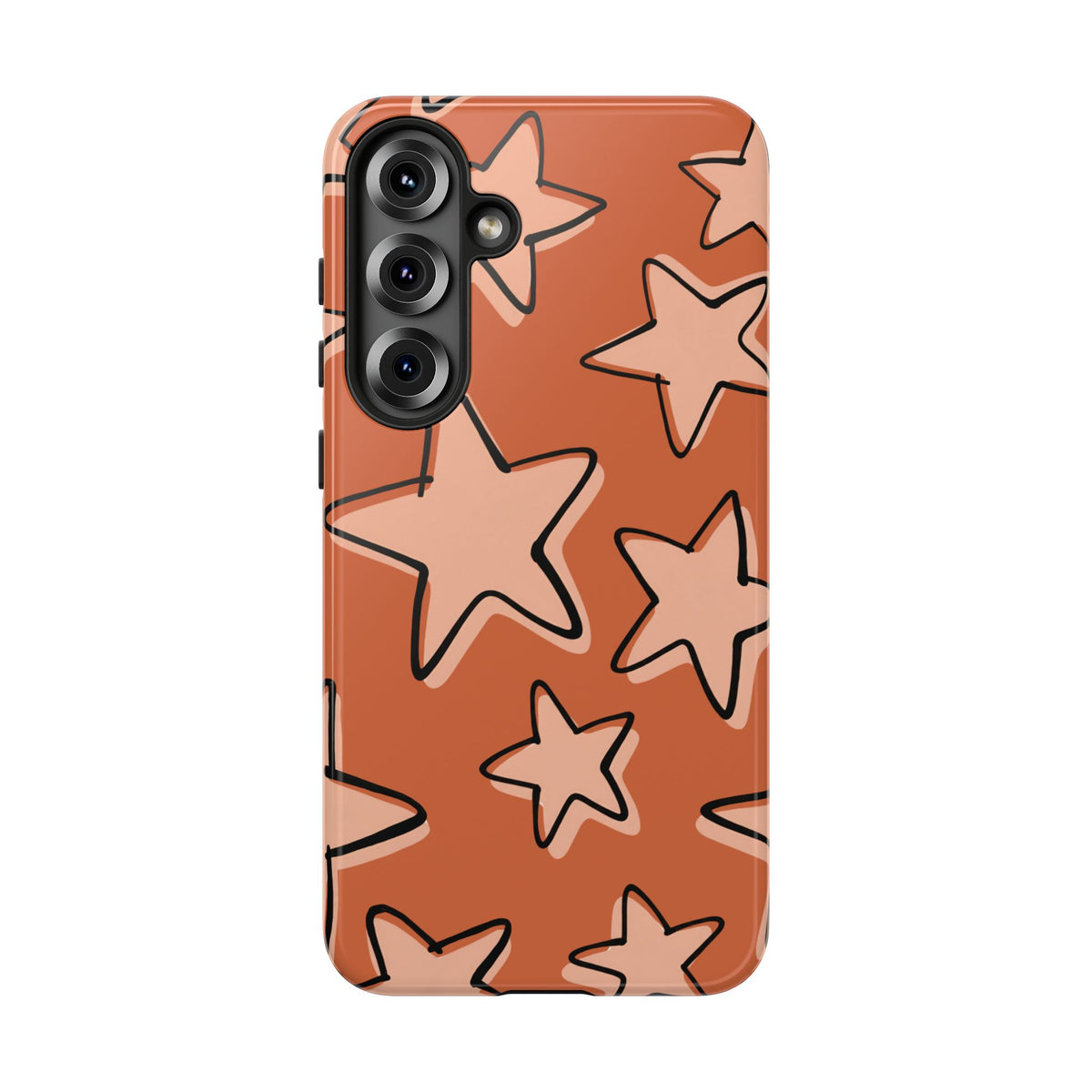 Burnt Orange Doodle Star Phone Case