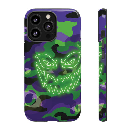 iPhone 13 Pro / Glossy Phone Case - Green & Purple Neon Face Camo Phone Case