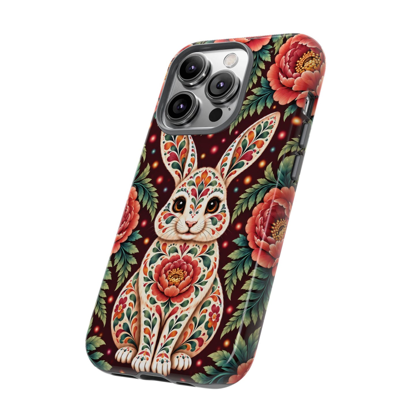 Cute Terracotta and Teal Calavera Bunny Phone Case - Phone Case