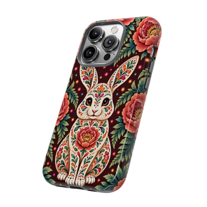 Cute Terracotta and Teal Calavera Bunny Phone Case - Phone Case