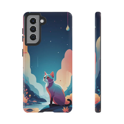 Samsung Galaxy S21 / Glossy Phone Case - Stylised Cat Design Phone Case