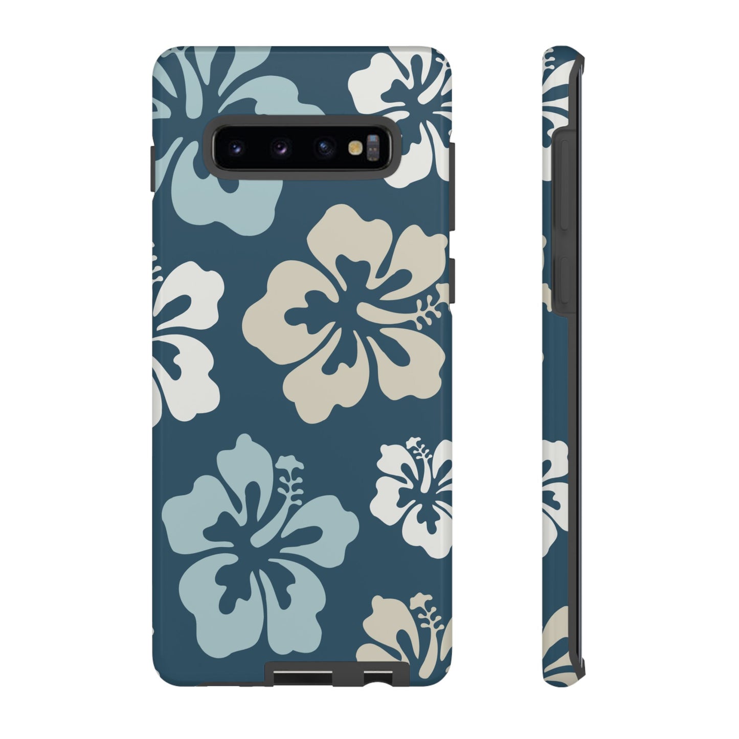 Samsung Galaxy S10 Plus / Glossy Phone Case - ’Blue Hibiscus Retro Pattern #1’ Phone Case