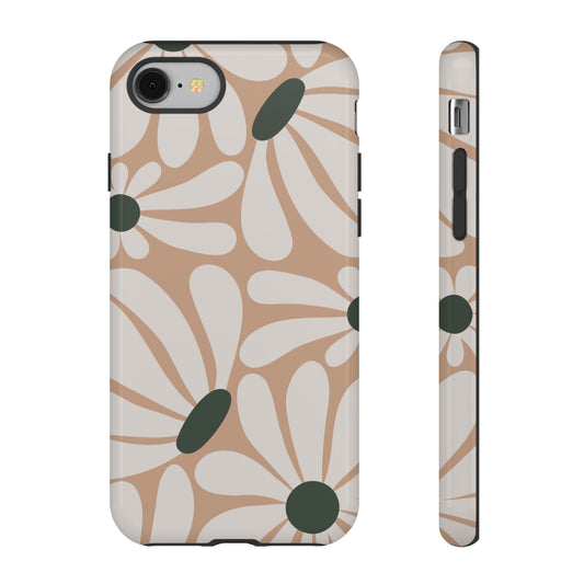 Retro Beige & White Daisy Pattern Phone Case - Beige Phone Case - iPhone 8 / Glossy