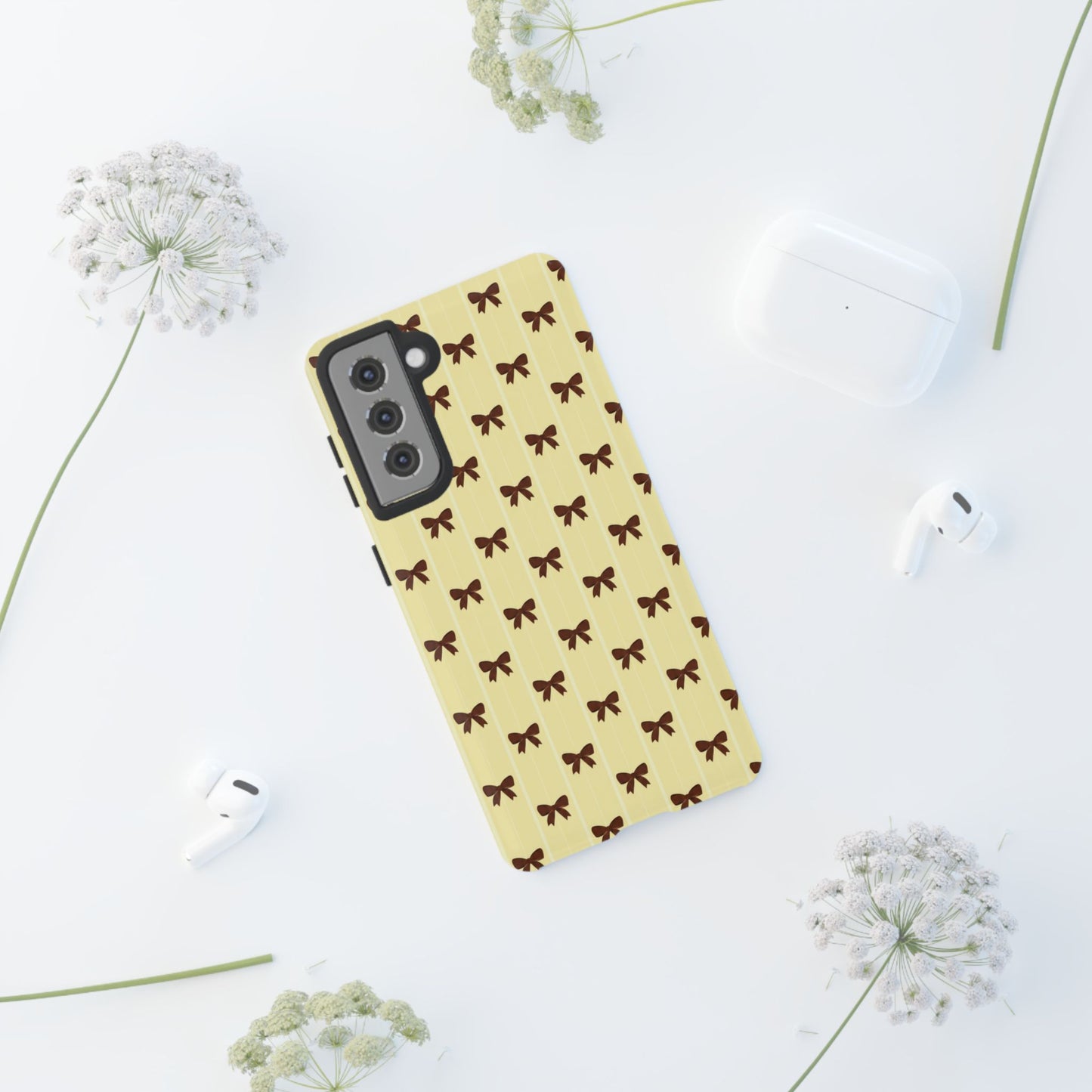 Retro Chocolate Brown Bow Pattern Phone Case