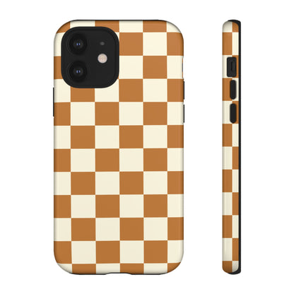 Orange & White Checked Pattern Phone Case - Orange Phone Case - iPhone 12 / Glossy