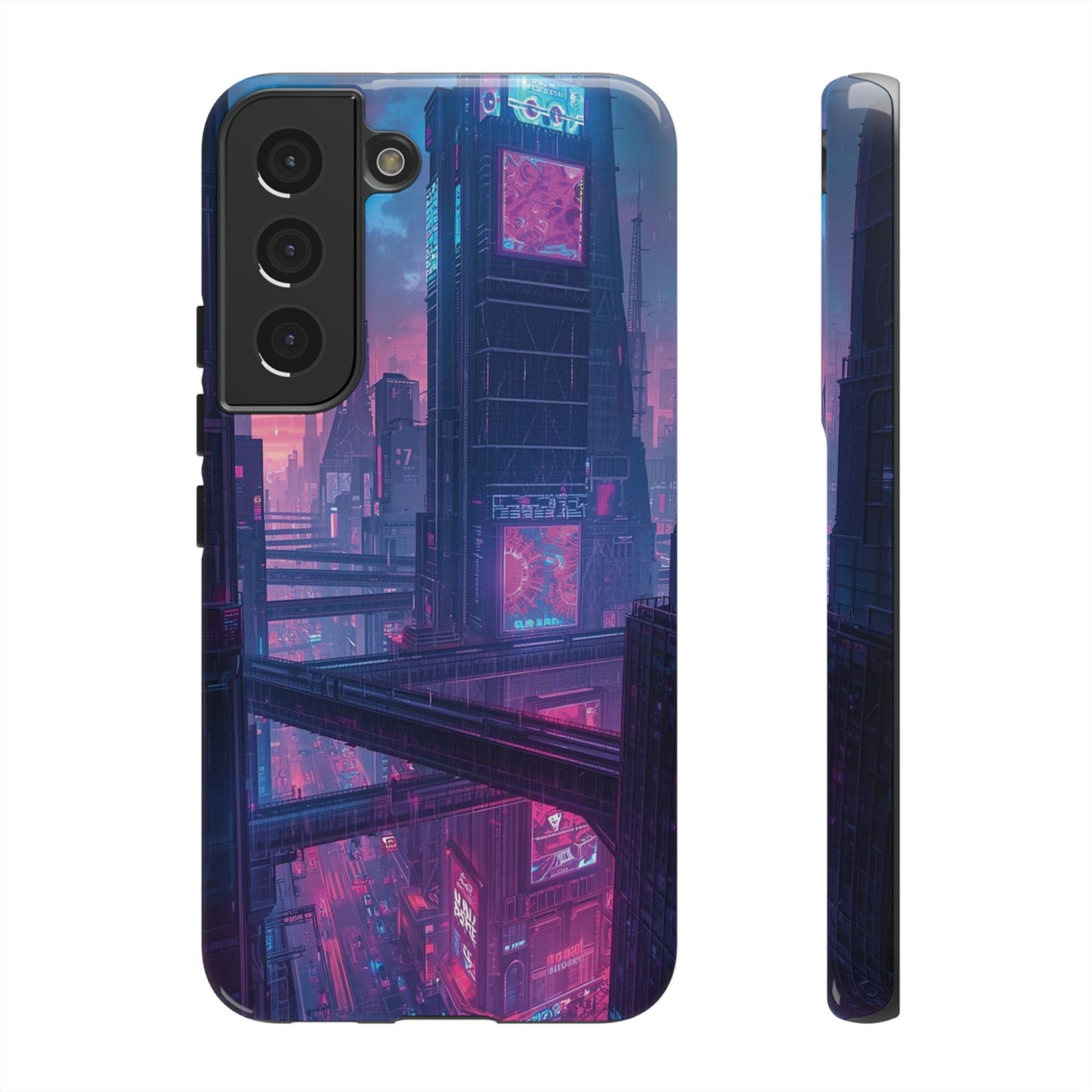 Neon Cyberpunk Megacity Sci-fi Phone Case - Blue Phone Case - Samsung Galaxy S22 / Glossy