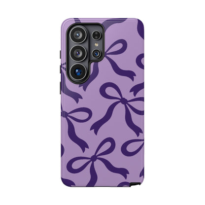 Bold Lilac and Deep Purple Bow Pattern Phone Case - Purple Phone Case - Samsung Galaxy S26 Ultra / Glossy