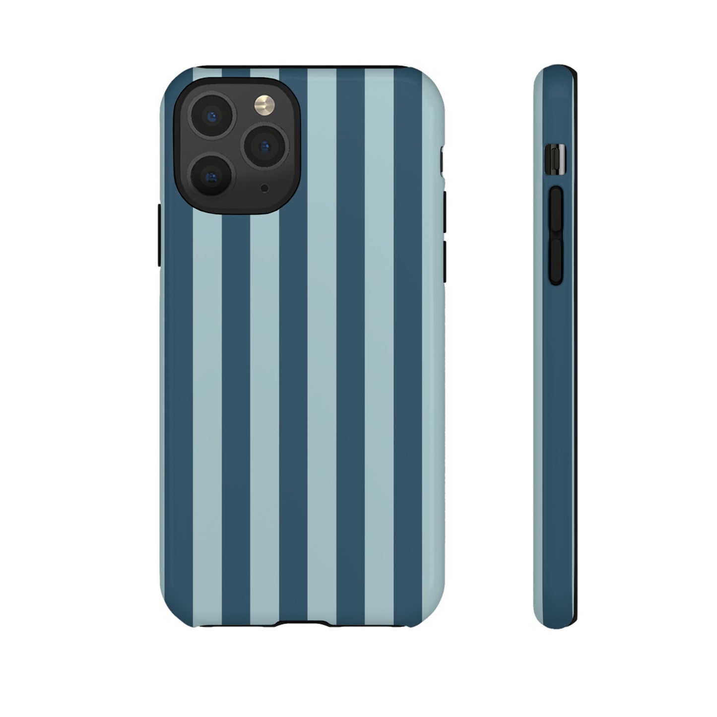 iPhone 11 Pro / Glossy Phone Case - ’Blue Stripe Pattern’ Phone Case