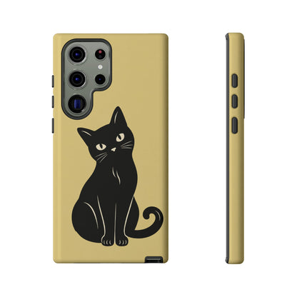 Minimalist Butter Yellow & Black Cat Phone Case