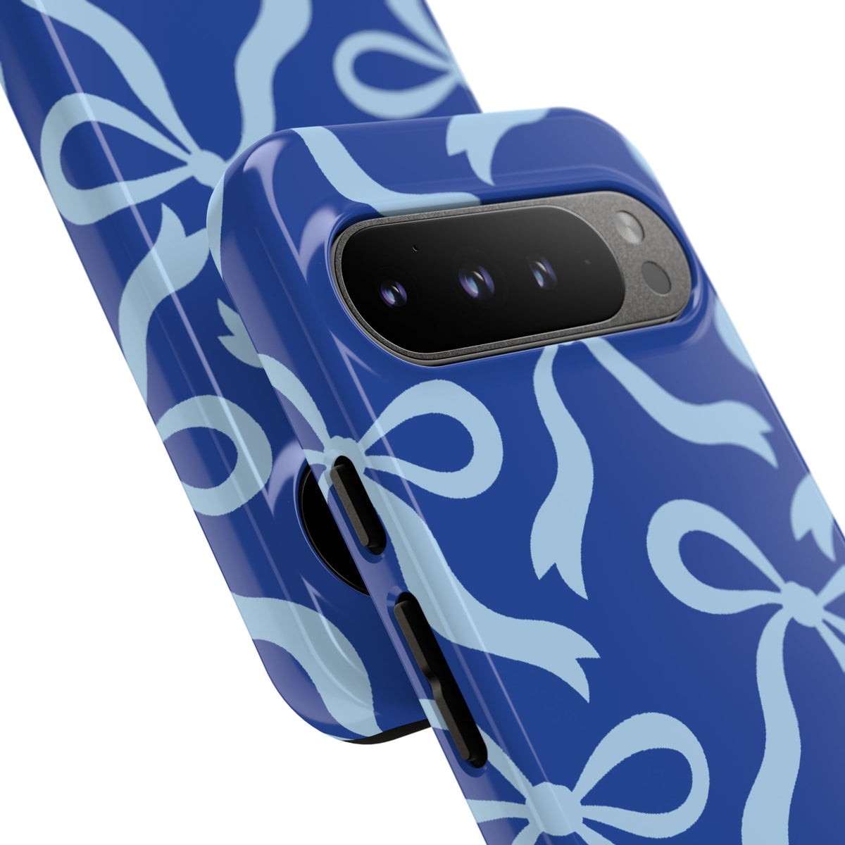 Bold Cobalt Blue and Powder Blue Bow Pattern Phone Case - Blue Phone Case