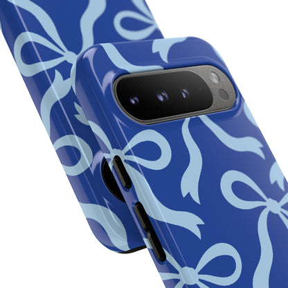Bold Cobalt Blue and Powder Blue Bow Pattern Phone Case - Blue Phone Case