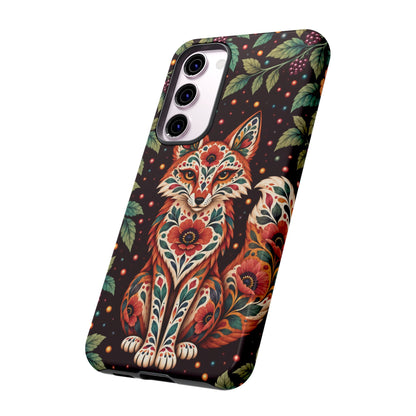 Vibrant Terracotta and Teal Calavera Fox Phone Case - Multicolor Phone Case