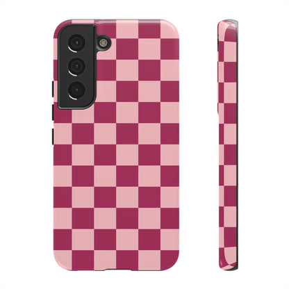 Samsung Galaxy S22 / Glossy Phone Case - ’Pink Checkered Pattern’ Phone Case