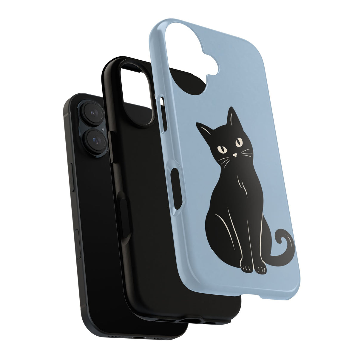 Minimalist Powder Blue & Black Cat Phone Case