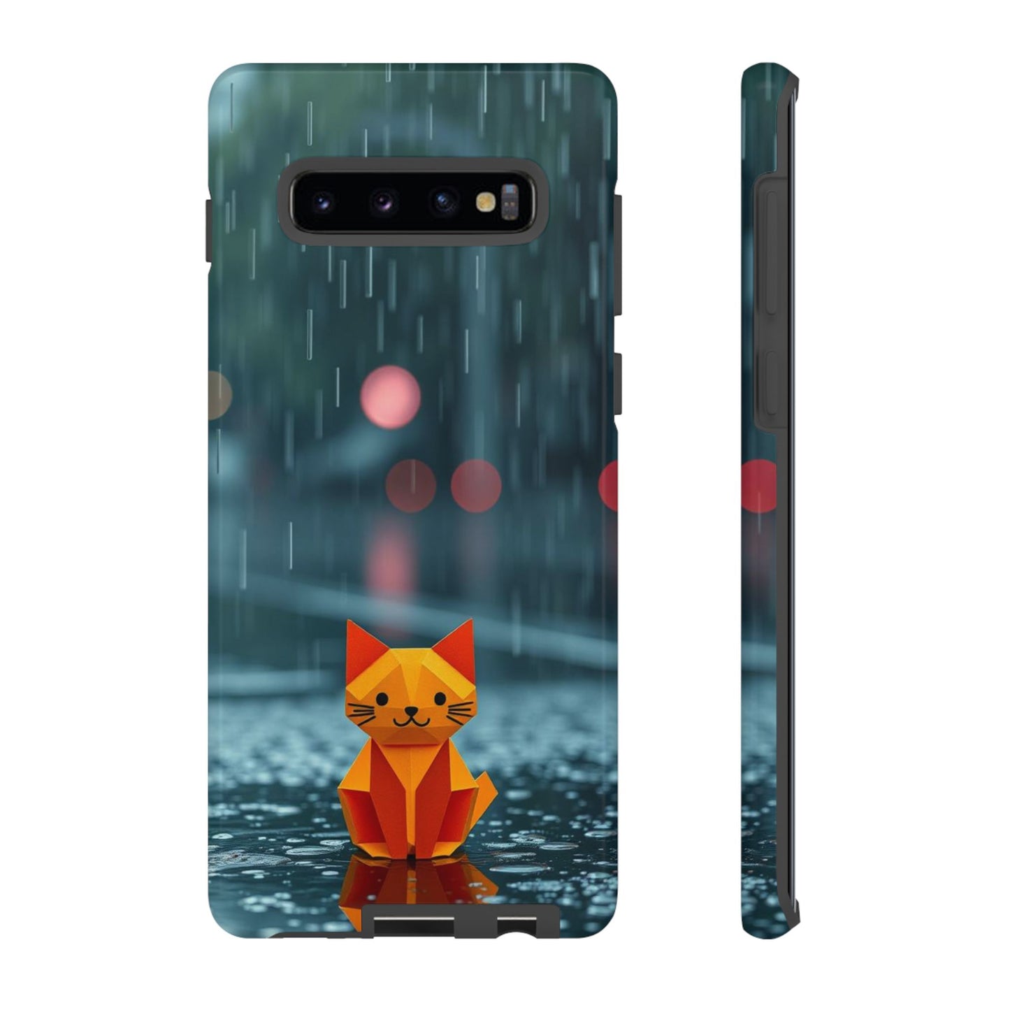Samsung Galaxy S10 Plus / Glossy Phone Case - Origami ’Soggy Cat’ Design Phone Case