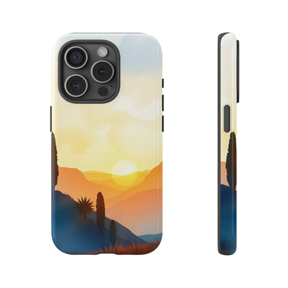 iPhone 15 Pro / Glossy Phone Case - Watercolour Sunset Design Phone Case