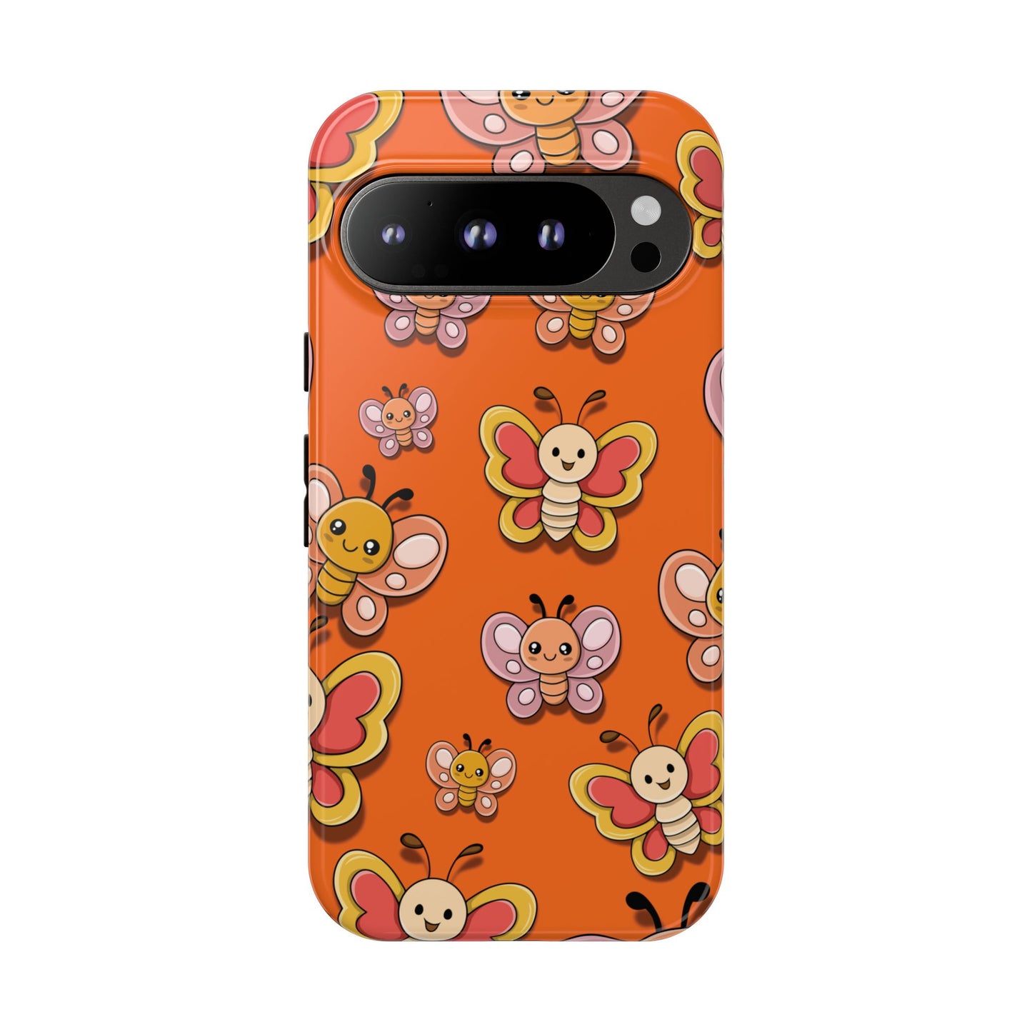 Google Pixel 9 Pro / Glossy Phone Case - Orange Butterfly Sticker Design Phone Case