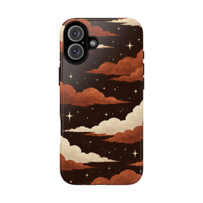 Illustrated Burnt Orange Clouds & Stars Phone Case
