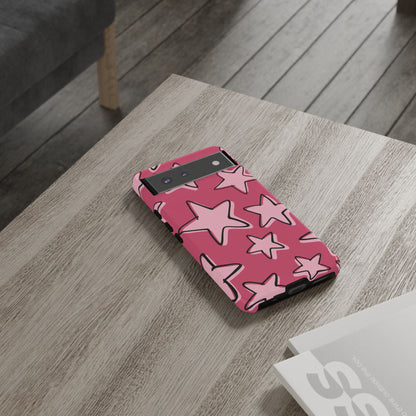 Raspberry Pink Doodle Star Phone Case