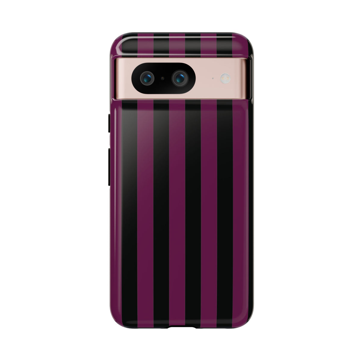 Trendy Plum & Black Stripe Pattern Phone Case - Purple Phone Case - Google Pixel 8 / Glossy