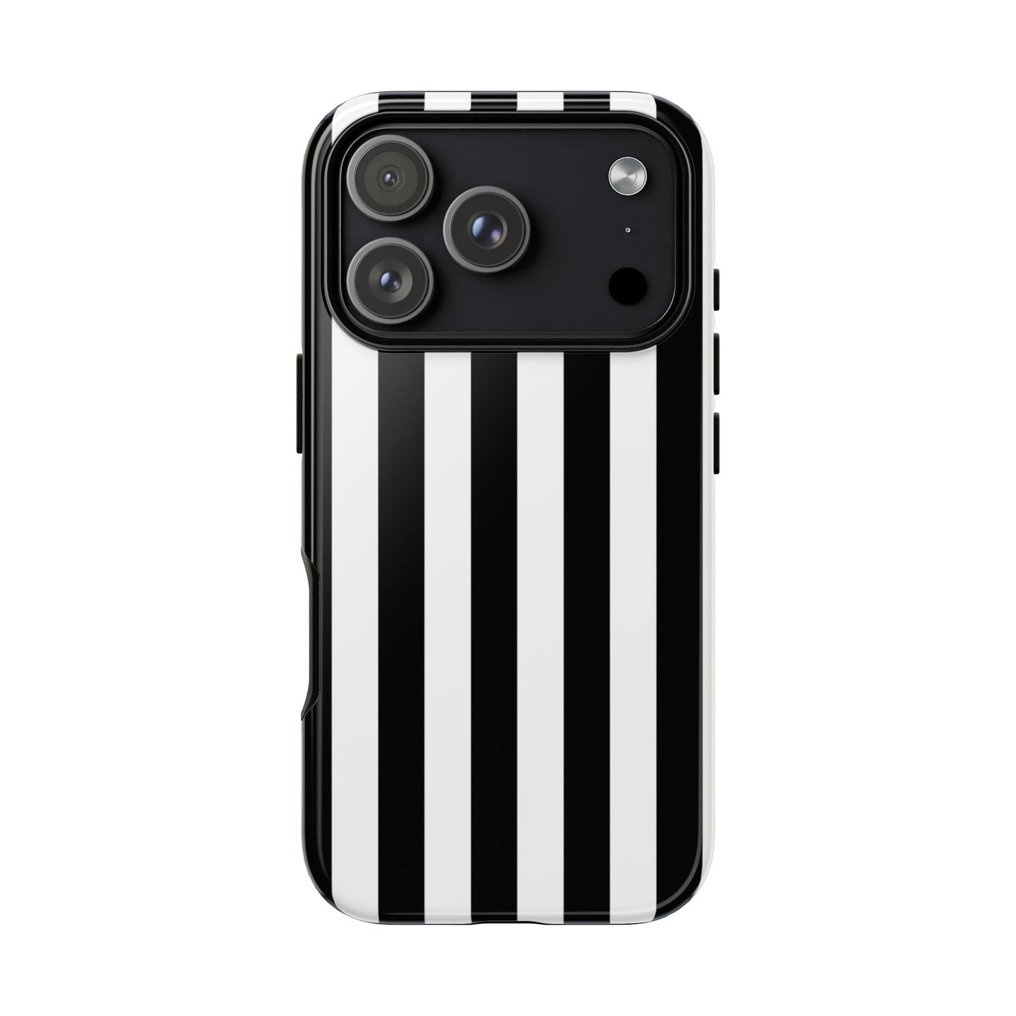iPhone 17 Pro / Glossy Phone Case - Simple Black & White Stripe Pattern Phone Case