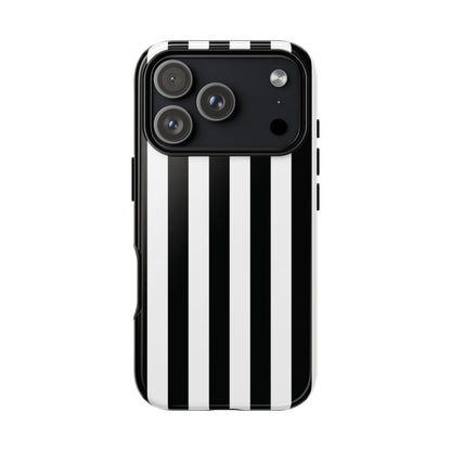 iPhone 17 Pro / Glossy Phone Case - Simple Black & White Stripe Pattern Phone Case