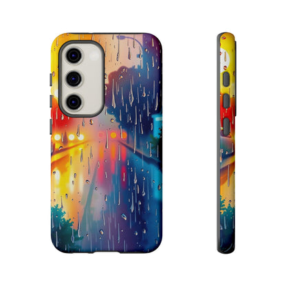 Samsung Galaxy S23 / Glossy Phone Case - Electric Rain Watercolour Design Phone Case