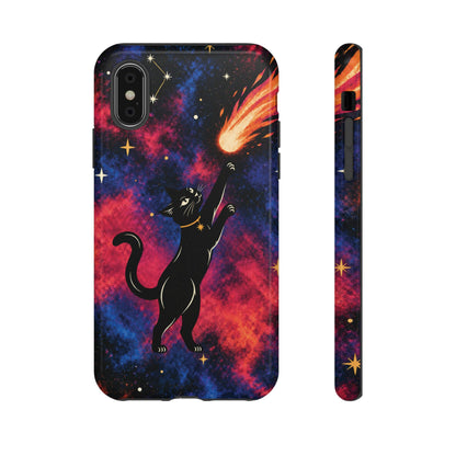 Whimsical Multicolour Celestial Black Cat Phone Case